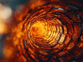Poster - Abstract spiral of light and color close-up view artistic photography vibrant warm tones creative perspective for impact