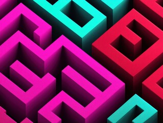 Poster - Dynamic abstract geometry design digital art futuristic environment colorful perspective visual creativity for modern aesthetics