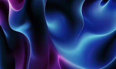 Poster - abstract blue and purple liquid wavy shapes futuristic banner. glowing retro waves vector background