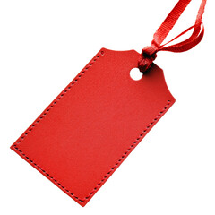 Poster - Blank Red Gift Tag with Ribbon on transparent Background