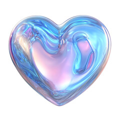 Poster - 3D Blue Holographic Love Icon on transparent Background