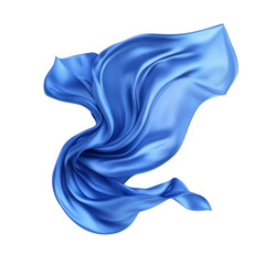 Poster - Flowing Blue Silk Fabric Swirl on transparent Background