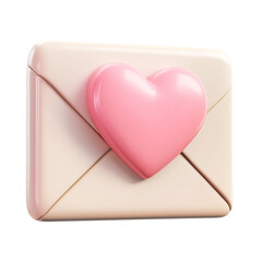 Aufkleber - 3D Love Mail Icon with Pink Heart in Cartoon Style on transprent Background