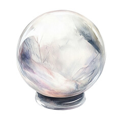 Aufkleber - Watercolor White Crystal Ball on transparent Background