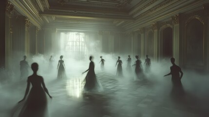 Poster - Ghostly Figures Dance In A Grand Hall