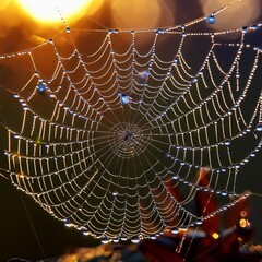 spider web with dew drops