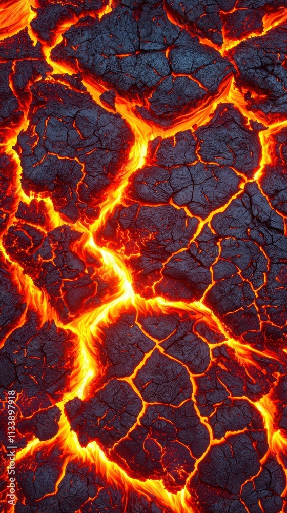 Fiery lava texture showcasing molten red and orange flows with a ...