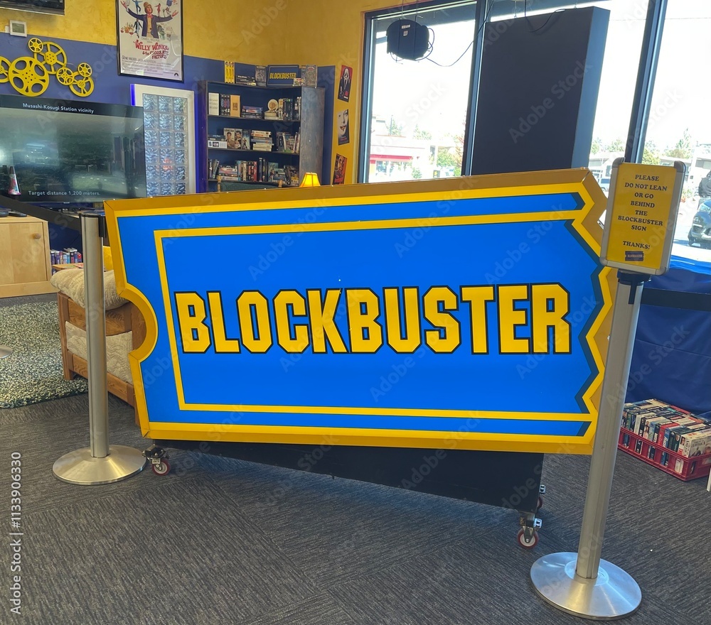 Bend, OR - October 6, 2024 - Sign inside of the last Blockbuster Video ...
