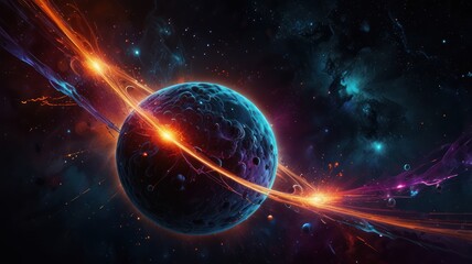 Wall Mural - cosmic collision a fiery planetary encounter in deep space