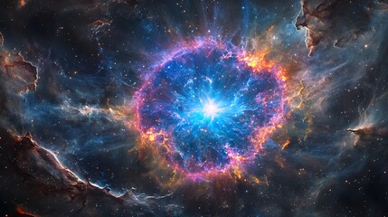 Wall Mural - Celestial Explosion A Vibrant Cosmic Nebula