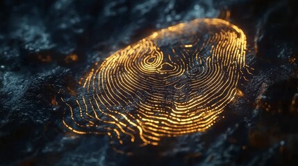 Poster - Glowing fingerprint closeup digital forensics laboratory macro photography sci-fi atmosphere abstract conceptual viewpoint