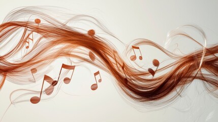 Fototapete - Melodic transformation of hair into musical notes studio art creation minimalist close-up creative concept