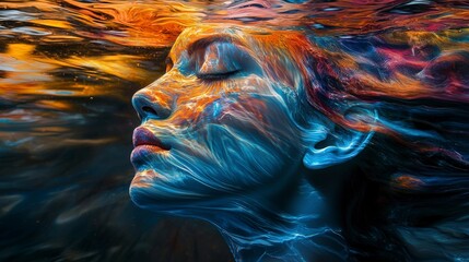 Poster - Swirling colors in water underwater scene artistic photography ethereal environment dreamy viewpoint emotional concept