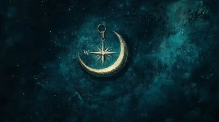 Aufkleber - Cosmic dreamscape surreal compass in dark space with unique perspectives on imagination and digital art