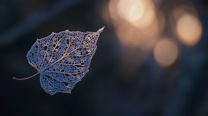 Poster - Intricate carved leaf artwork nature scene macro photography soft focus aesthetic design for nature lovers