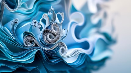 Aufkleber - Dynamic oceanic art showcase abstract design curled paper rib technique coastal inspirations close-up view creative concept