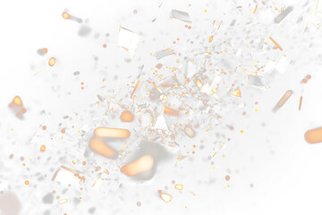 Poster - Abstract image of shattered glass fragments exploding against a Transparent background.
