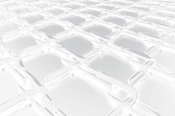 Poster - Abstract metallic grid pattern, glossy Transparent interconnected shapes.