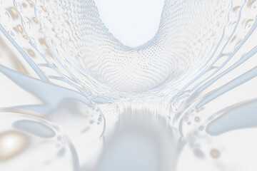 Poster - Transparent Abstract metallic tunnel with reflective spheres.
