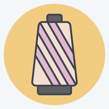 Icon Thread. related to Fabric symbol. color mate style. simple design editable