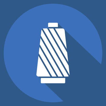 Icon Thread. related to Fabric symbol. long shadow style. simple design editable