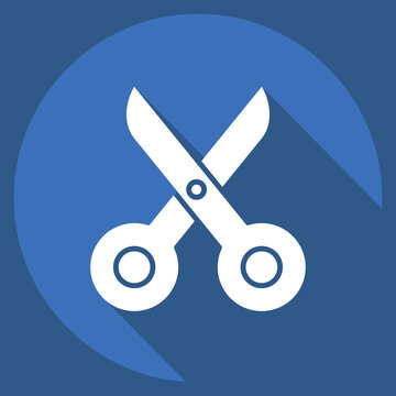 Icon Scisccors. related to Fabric symbol. long shadow style. simple design editable