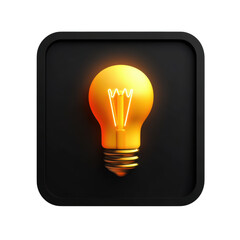 Poster - Bright Yellow Light Bulb Icon on Dark Background with Glow Effect