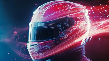 Poster - A futuristic racing helmet with dynamic lighting effects.