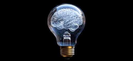 Poster - A light bulb containing a brain symbolizes creativity and intelligence.
