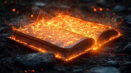 Wall Mural - glowing pages turning in the dark symbolizing the power of knowledge and stories to bring light