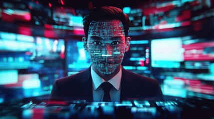 Poster - Futuristic Portrait of a Data-Driven Professional