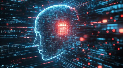 Poster - Digital Head with Circuitry and Data Flow