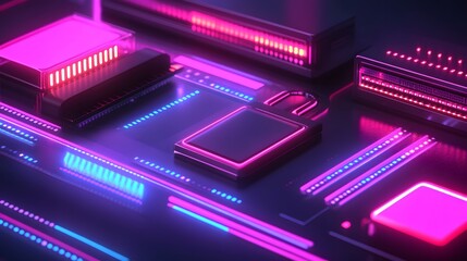 Aufkleber - Abstract neon glowing circuit board with padlock symbol, representing cybersecurity or data protection.