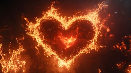 Wall Mural - Fiery Heart Burning Brightly in the Dark