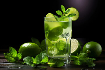 Canvas Print - Mojito Cocktail with Lime and Mint