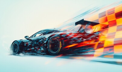 Poster - a dynamic sports car in motion, showcasing speed and design.
