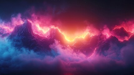 Poster - glowing neon frame with soft inner glow in retro 80s inspired vibrant pink and blue hues on isolated