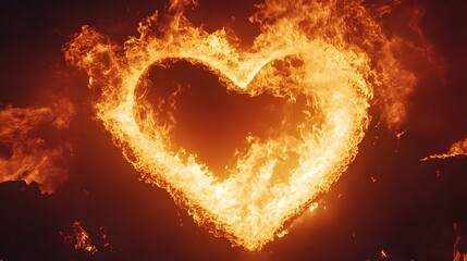 Wall Mural - Fiery Heart Shaped Flame Burning Brightly