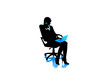 © Creative Graphics - businesswoman sitting in a chair and pressing laptop, woman silhouette vector illustration