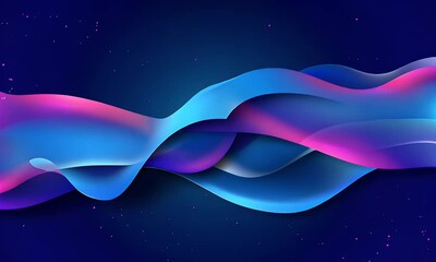 Poster - abstract blue and purple liquid wavy shapes futuristic banner. glowing retro waves vector background