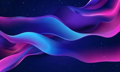Poster - abstract blue and purple liquid wavy shapes futuristic banner. glowing retro waves vector background