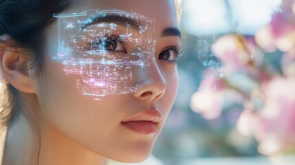 Poster - A woman with a digital overlay on her face, symbolizing technology and innovation.