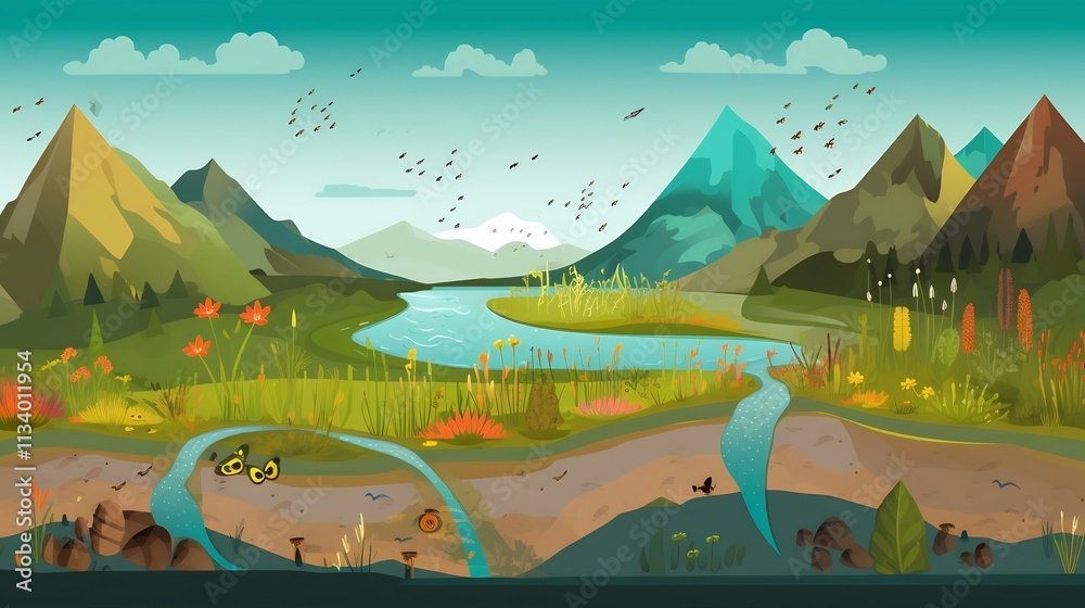 Ecosystem Interactive Interactive infographic detailing the intricate plant water ...