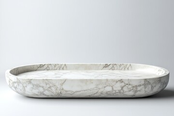 Aufkleber - Oval white marble tray on white background.