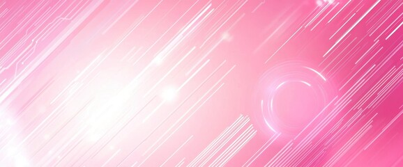 Poster - Abstract pink background with glowing lines and circles.