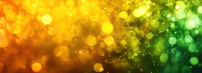 Poster - Abstract golden and green bokeh lights background.