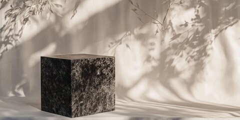 Poster - Dark cube on white background with shadows.
