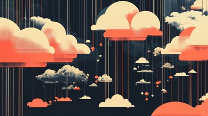 Poster - Creative Illustration of Abstract Clouds with Colorful Background Effects