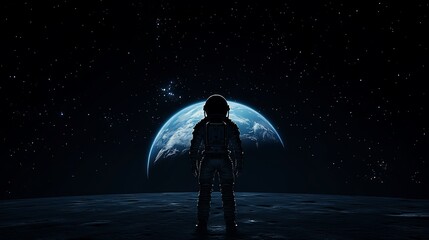 Poster - Astronaut gazing at Earth from space, highlighting exploration and wonder.