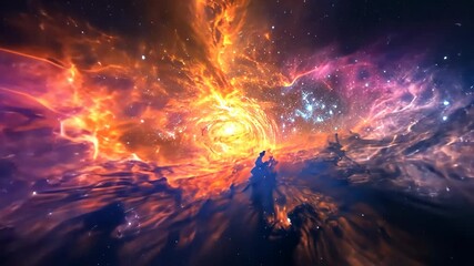 Wall Mural - this video captures a vibrant space scene filled with stars and clouds, creating a captivating and b